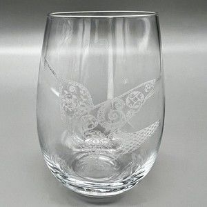 Ravenscroft Crystal Stemless Wineglass Laser Etched Hummingbird Gorgeous EUC